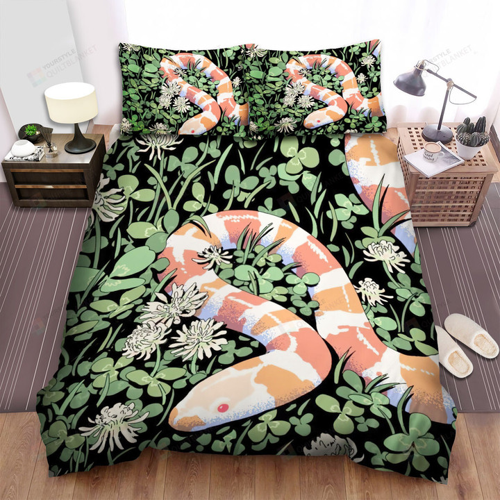 The Wild Animal - The Snake And White Daisy Flowers Bed Sheets Spread Duvet Cover Bedding Sets