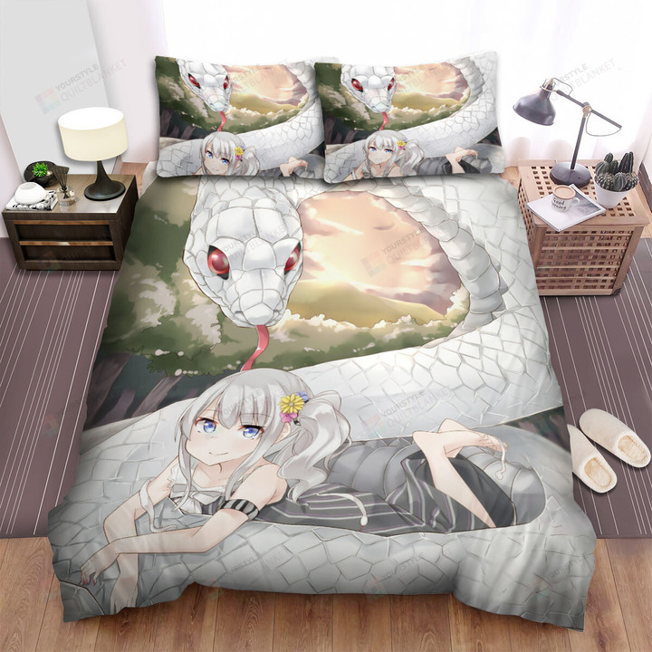 The Wild Animal - The Girl And Her Snake Anime Art Bed Sheets Spread Duvet Cover Bedding Sets