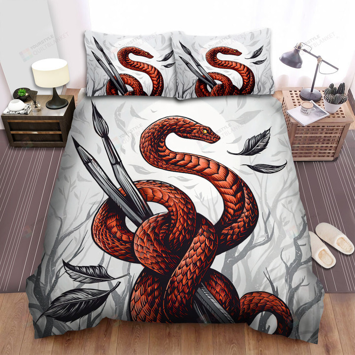 The Wild Animal - The Red Snake And Painting Pen Bed Sheets Spread Duvet Cover Bedding Sets