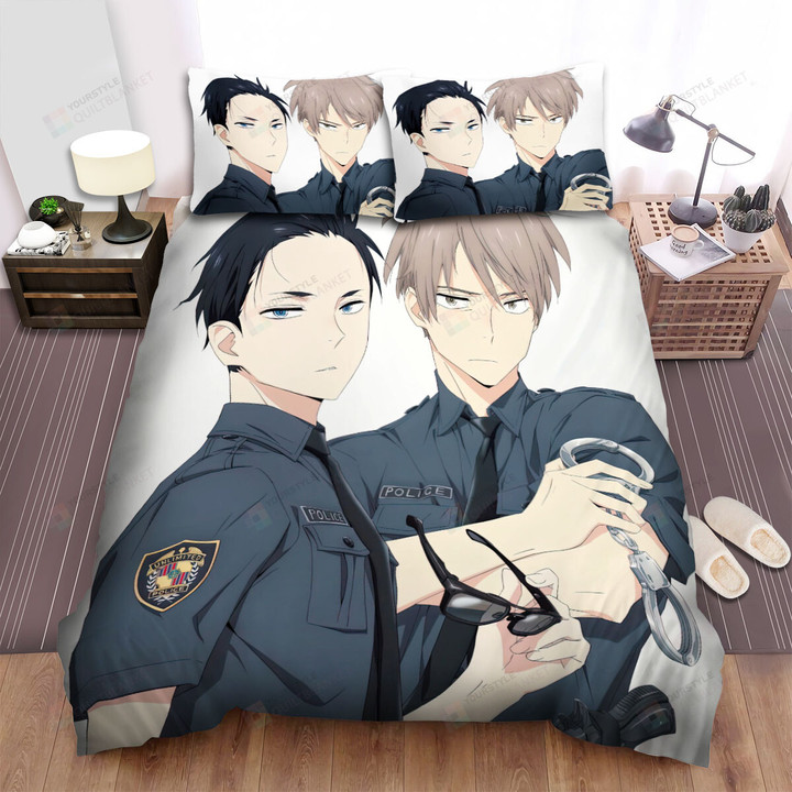 The Millionaire Detective Balance: Unlimited Daisuke & Haru In Police Officer Costumes Bed Sheets Spread Duvet Cover Bedding Sets