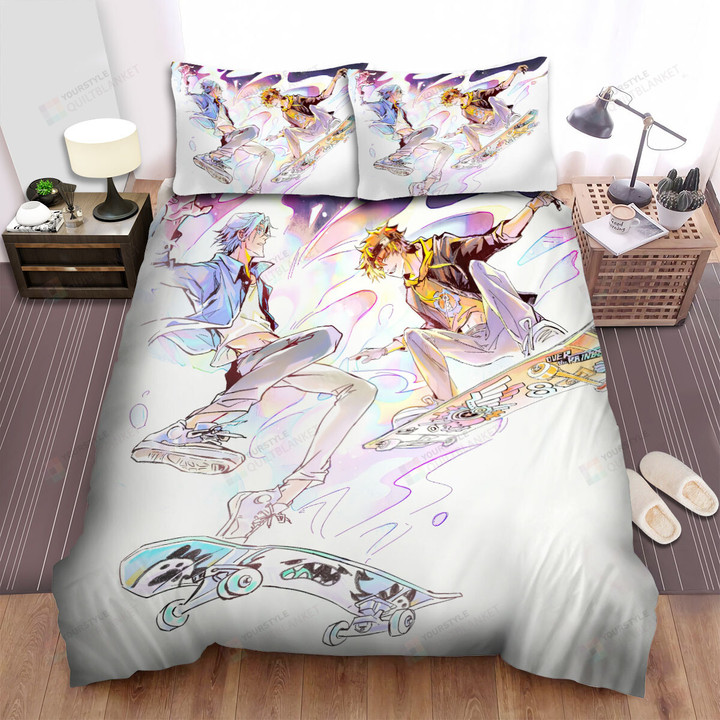 Sk8 The Infinity Reki & Langa Watercolor Artwork Bed Sheets Spread Duvet Cover Bedding Sets