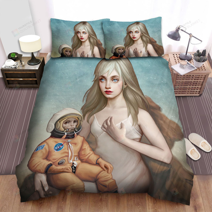 The Wild Animal - The Orange Monkey And The Girl Bed Sheets Spread Duvet Cover Bedding Sets