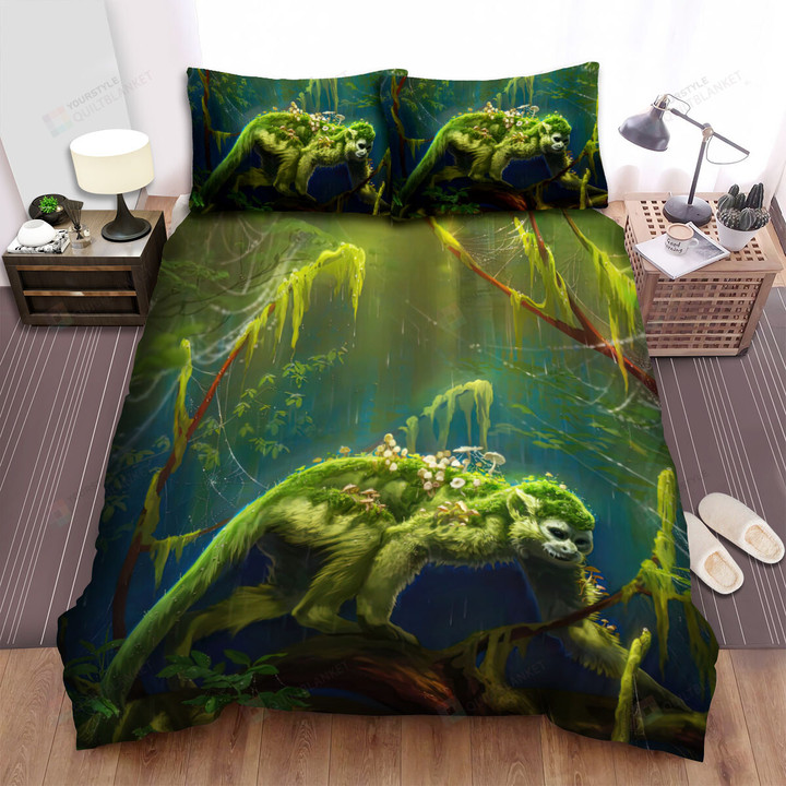 The Wild Animal - The Green Ancient Monkey Art Bed Sheets Spread Duvet Cover Bedding Sets