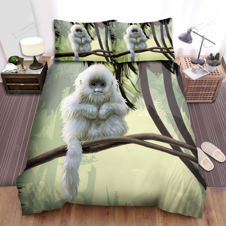 The Wild Animal - The White Fur Monkey Bed Sheets Spread Duvet Cover Bedding Sets