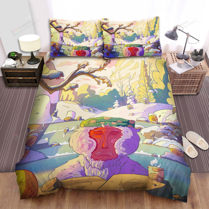 The Wild Animal - The Old Monkey In The Hot Waterfall Bed Sheets Spread Duvet Cover Bedding Sets