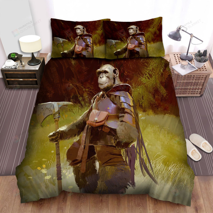 The Wild Animal - The Monkey Holding An Axe Bed Sheets Spread Duvet Cover Bedding Sets