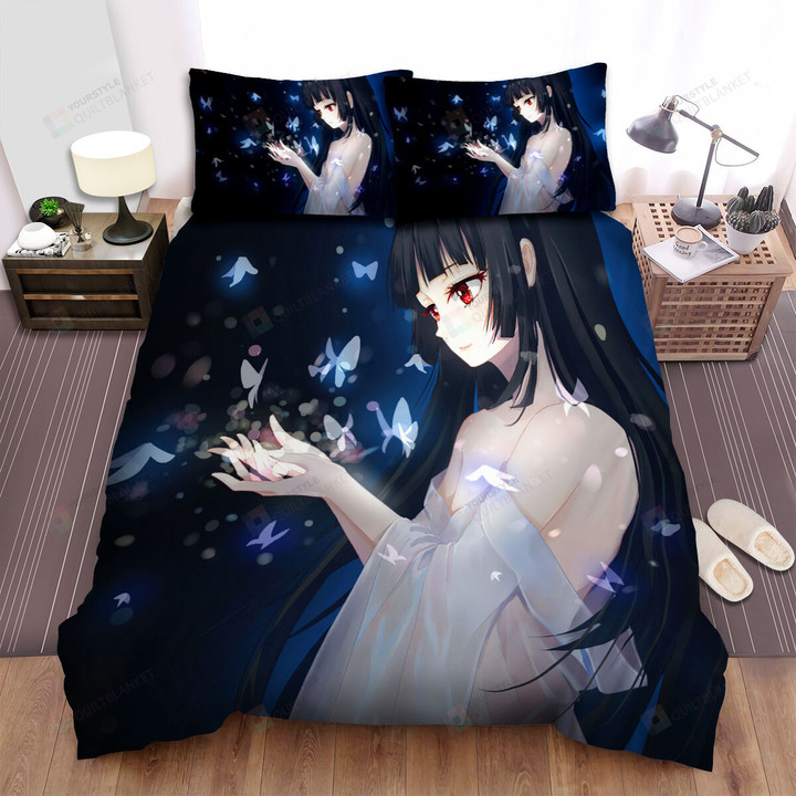 Hell Girl Ai Enma In White Digital Art Bed Sheets Spread Duvet Cover Bedding Sets