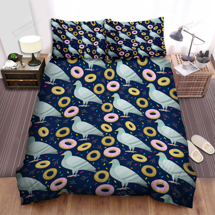 The Wild Animal - The Pigeon And Donut Seamless Bed Sheets Spread Duvet Cover Bedding Sets