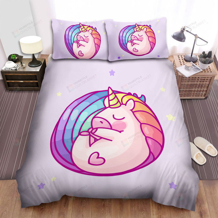 The Mystic Animal - The Unicorn Curling Up Bed Sheets Spread Duvet Cover Bedding Sets