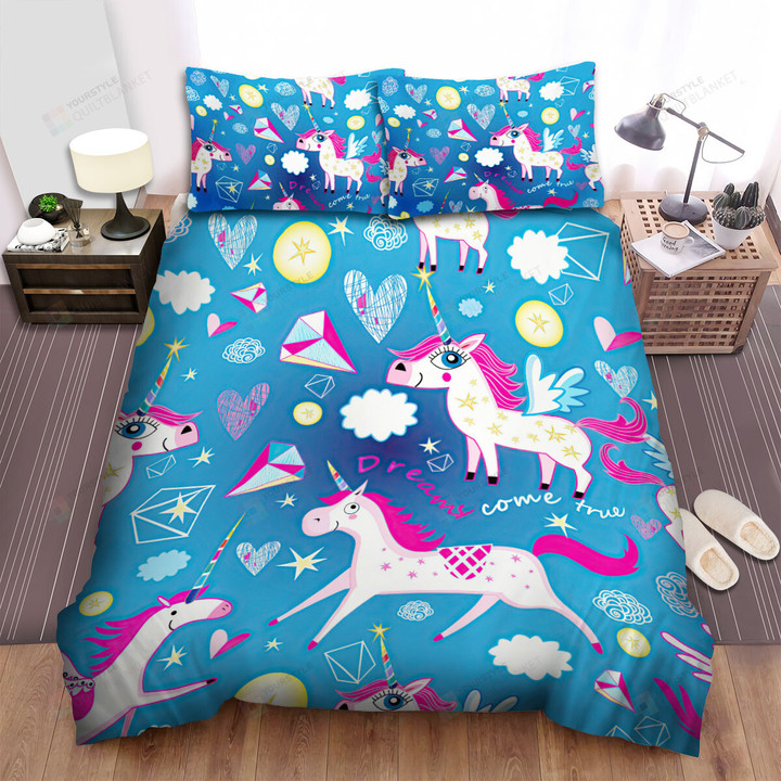 The Mystic Animal - The Unicorn Says Dreams Come True Bed Sheets Spread Duvet Cover Bedding Sets