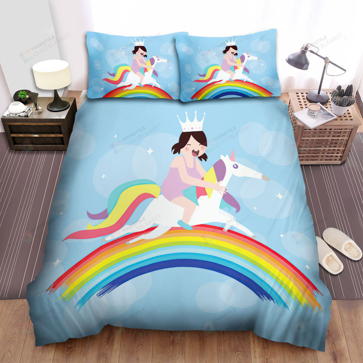 The Fantastic Animal - Running Over The Rainbow With My Unicorn Bed Sheets Spread Duvet Cover Bedding Sets
