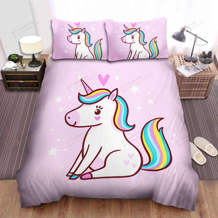 The Fantastic Animal - The White Unicorn Sitting Art Bed Sheets Spread Duvet Cover Bedding Sets