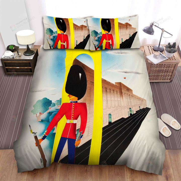 Buckingham Palace The Queen's Guard Vintage Art Bed Sheets Spread Comforter Duvet Cover Bedding Sets