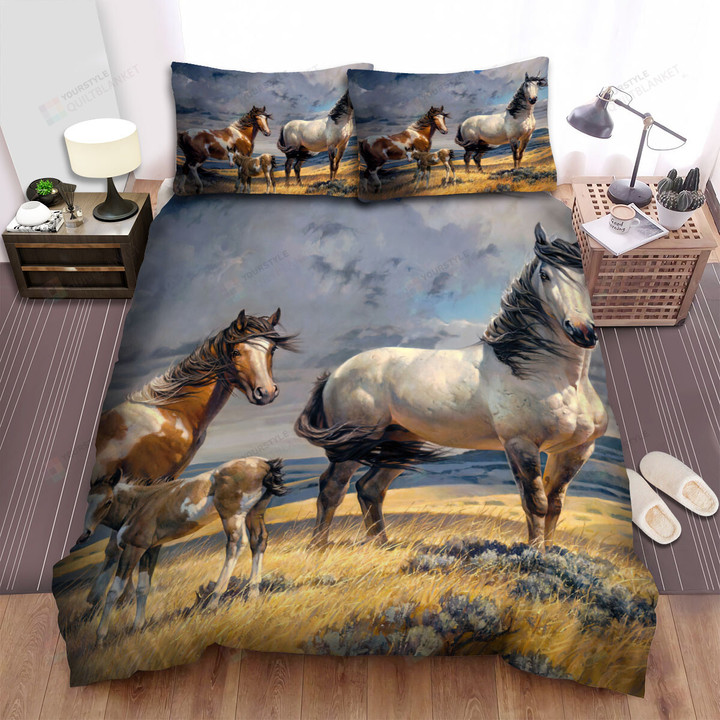 The Wild Animal - The Family Of Small Horse Bed Sheets Spread Duvet Cover Bedding Sets