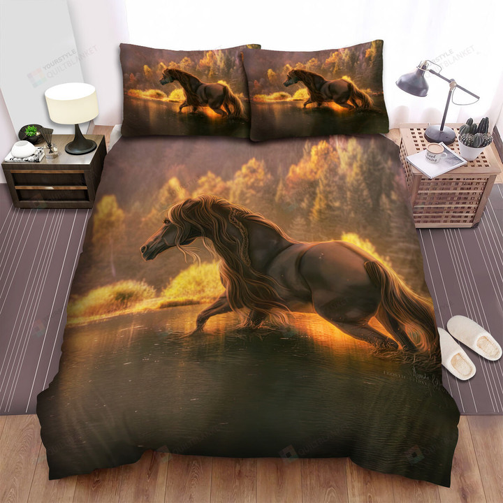 The Wild Animal - The Horse Moving In The Water Bed Sheets Spread Duvet Cover Bedding Sets