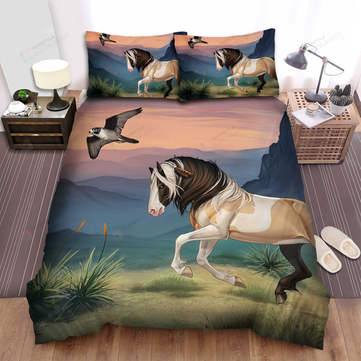 The Wild Animal - The Horse Following The Falcon Bed Sheets Spread Duvet Cover Bedding Sets
