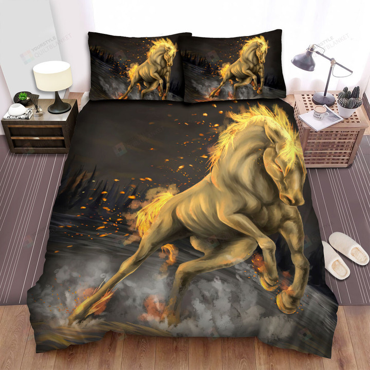 The Wild Animal - The Fire Horse Running In The Water Bed Sheets Spread Duvet Cover Bedding Sets