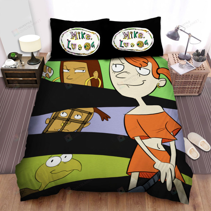 Mike, Lu & Og Characters Illustration Bed Sheets Spread Duvet Cover Bedding Sets