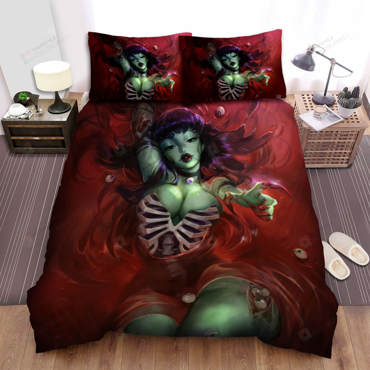 Halloween Sexy Zombie Girl In Blood Bath Bed Sheets Spread Duvet Cover Bedding Sets