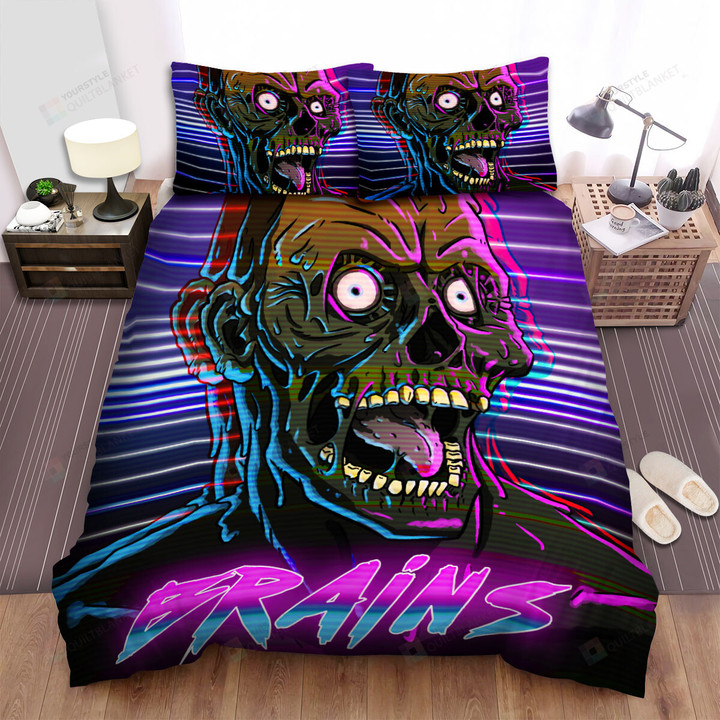 Halloween Zombie Hungry For Brains Bed Sheets Spread Duvet Cover Bedding Sets