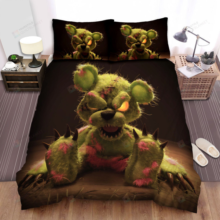 Halloween Zombie Teddy Bear Bed Sheets Spread Duvet Cover Bedding Sets