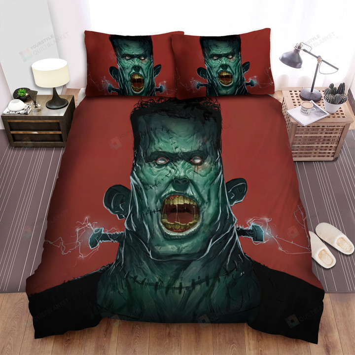 Halloween Frankenstein Screaming Artwork Bed Sheets Spread Duvet Cover Bedding Sets
