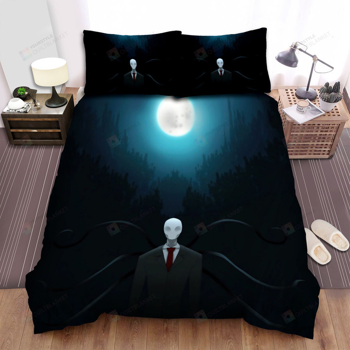 Halloween Slenderman Under The Moonlight Bed Sheets Spread Duvet Cover Bedding Sets