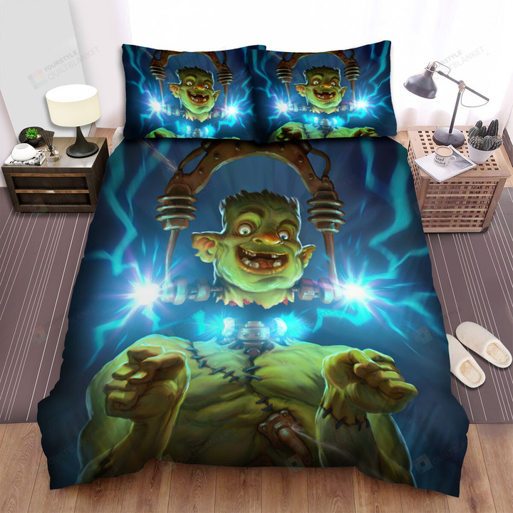 Halloween Frankenstein Head And Body Connection Bed Sheets Spread Duvet Cover Bedding Sets