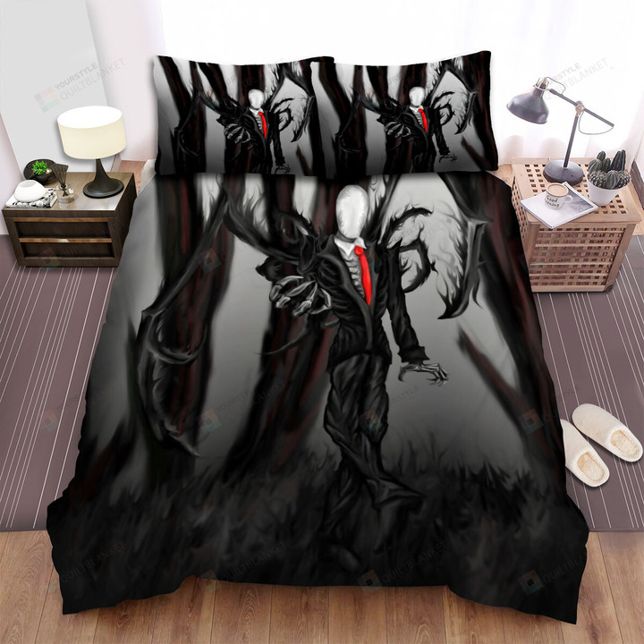 Halloween Black Flaming Slenderman Bed Sheets Spread Duvet Cover Bedding Sets