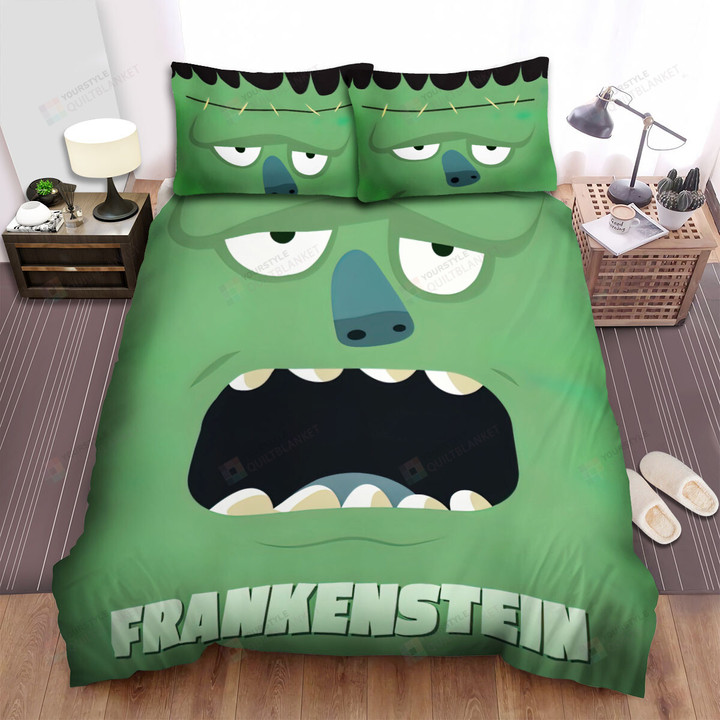 Halloween Frankenstein Face All Over Printed Bed Sheets Spread Duvet Cover Bedding Sets