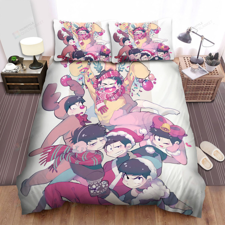 Mr. Osomatsu The Sextuplets In Christmas Costumes Bed Sheets Spread Duvet Cover Bedding Sets