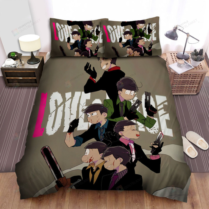 Mr. Osomatsu The Sextuplets As Assassins With Bloody Weapons Bed Sheets Spread Duvet Cover Bedding Sets