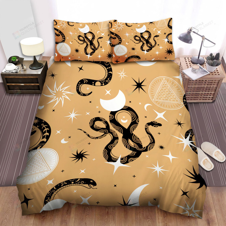 The Wild Reptile - The Snake Among The Moon And The Stars Bed Sheets Spread Duvet Cover Bedding Sets