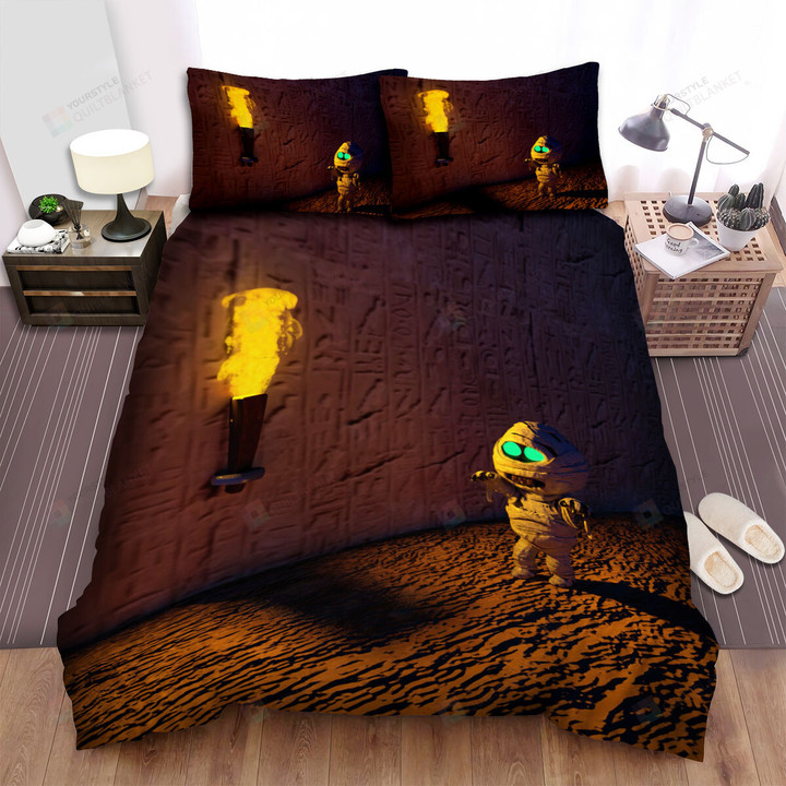 Halloween Little Mummy Walking 3d Illustration Bed Sheets Spread Duvet Cover Bedding Sets