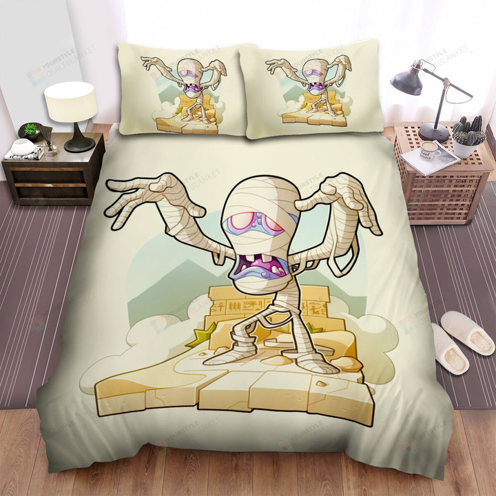 Halloween Cartoon Mummy Illustration Bed Sheets Spread Duvet Cover Bedding Sets