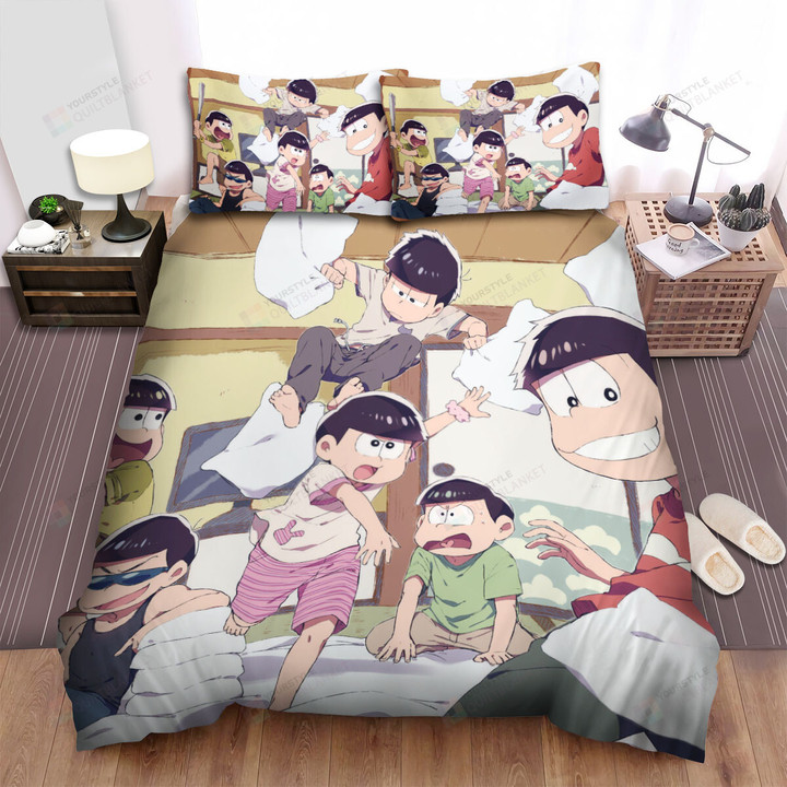 Mr. Osomatsu The Sextuplets's Pillow Fight Bed Sheets Spread Duvet Cover Bedding Sets