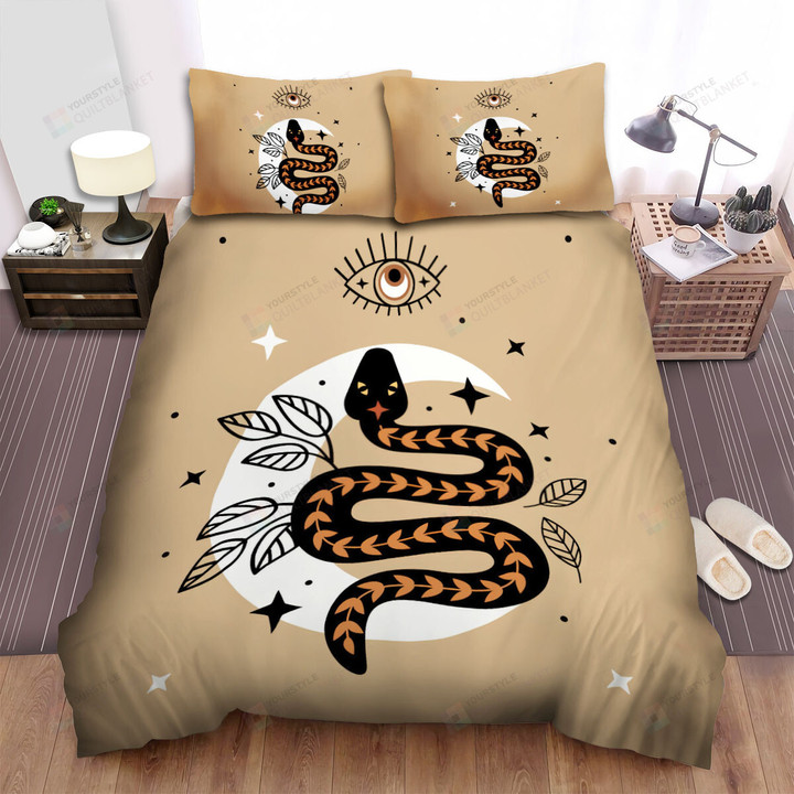 The Wild Reptile - The Mystical Snake And The Moon Bed Sheets Spread Duvet Cover Bedding Sets