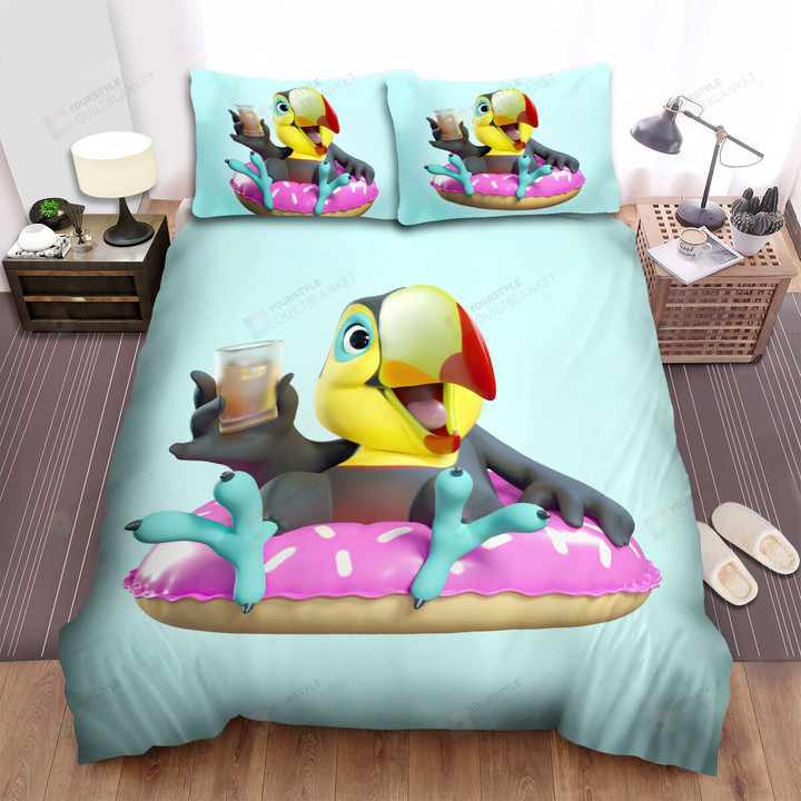 The Wild Animal - The Toucan Sitting On The Donut Bed Sheets Spread Duvet Cover Bedding Sets