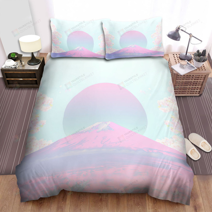 Mount Fuji Light Colored Art Bed Sheets Spread Comforter Duvet Cover Bedding Sets