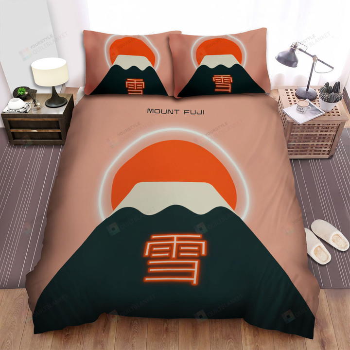 Mount Fuji Red Sun Minimal Illustration Bed Sheets Spread Comforter Duvet Cover Bedding Sets