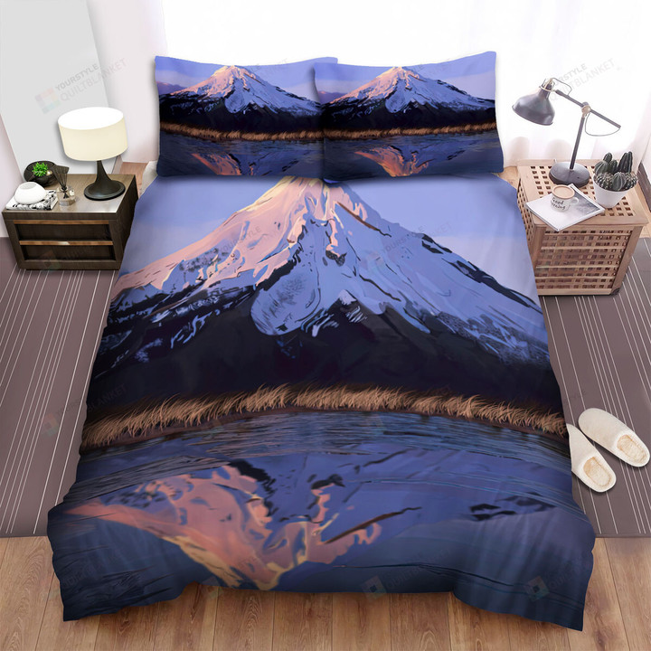 Mount Fuji And Its Reflection On Water Bed Sheets Spread Comforter Duvet Cover Bedding Sets