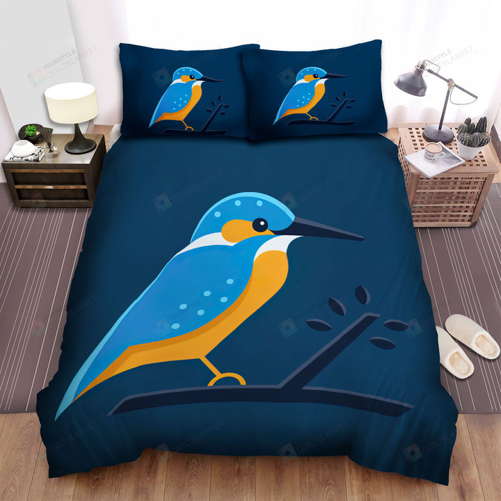 The Wild Animal - The Kingfisher On A Tree Illustration Bed Sheets Spread Duvet Cover Bedding Sets