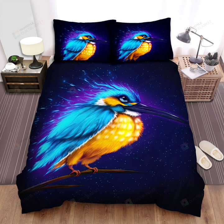 The Wild Animal - The Kingfisher Standing On A Branch Bed Sheets Spread Duvet Cover Bedding Sets