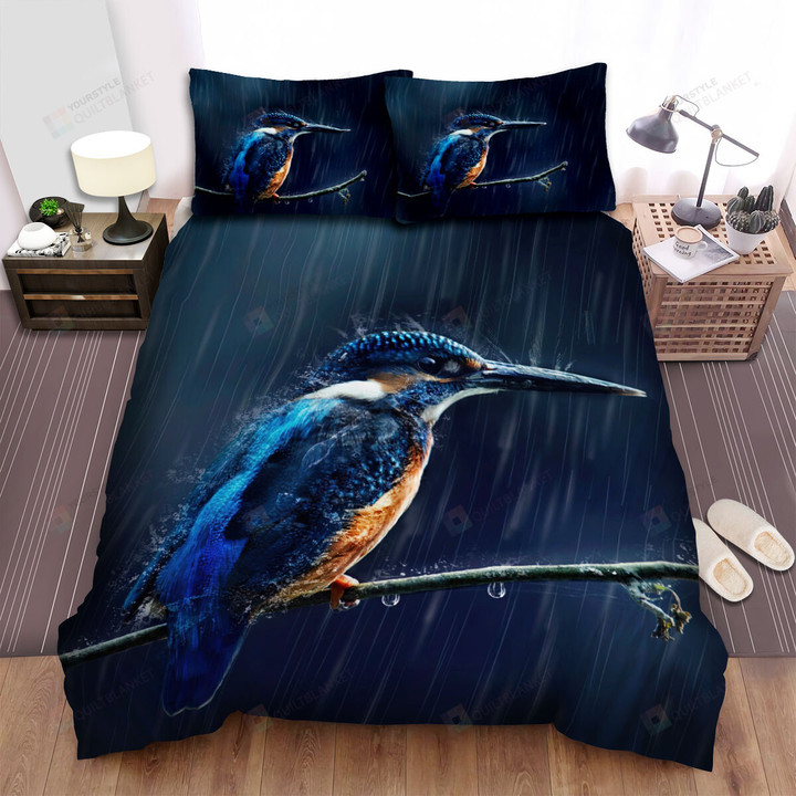 The Wild Animal - The Kingfisher In The Rainy Day Bed Sheets Spread Duvet Cover Bedding Sets
