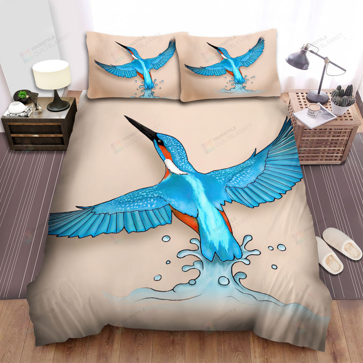 The Wild Animal - The Kingfisher Flying From The Water Bed Sheets Spread Duvet Cover Bedding Sets