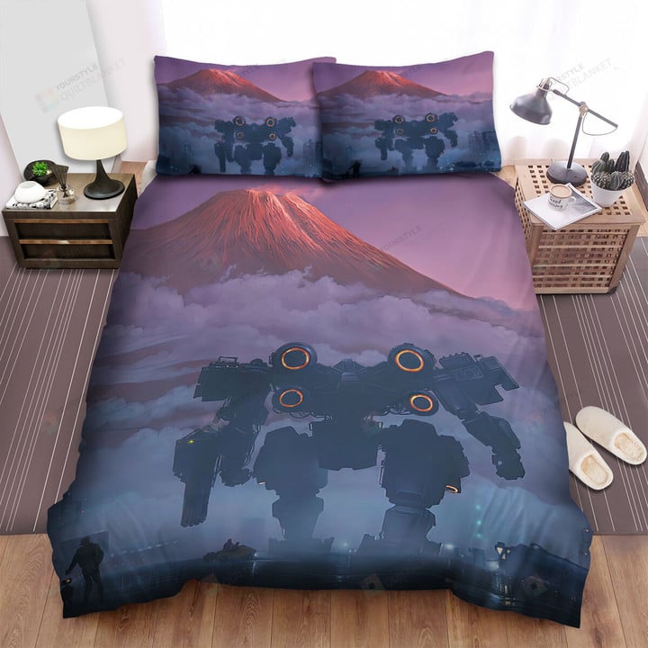 Mount Fuji Fantasy Robot Bed Sheets Spread Comforter Duvet Cover Bedding Sets
