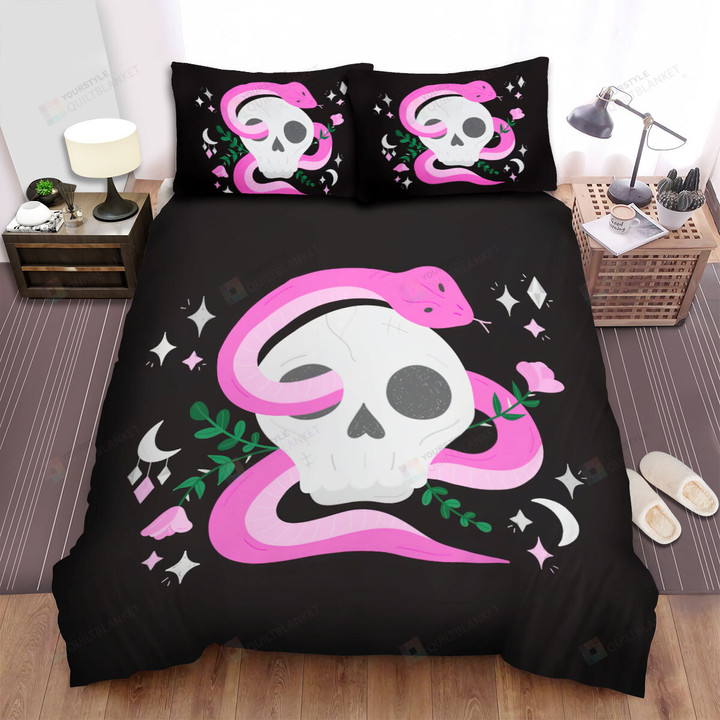 The Wild Reptile - The Pink Snake Through Skull Bed Sheets Spread Duvet Cover Bedding Sets