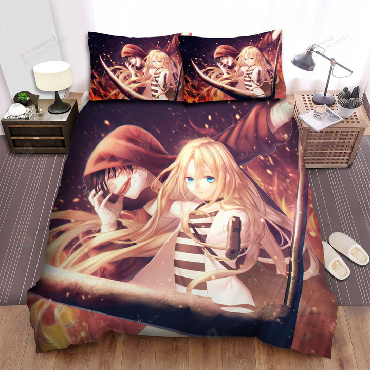 Angels Of Death Zack & Ray In Fire Digital Artwork Bed Sheets Spread Duvet Cover Bedding Sets