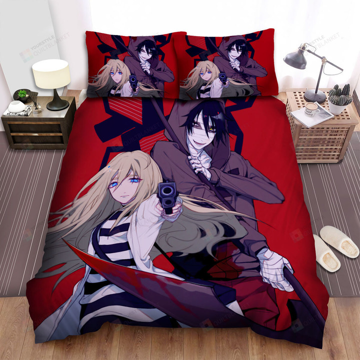 Angels Of Death Ray & Zack Posing With Their Weapons Bed Sheets Spread Duvet Cover Bedding Sets