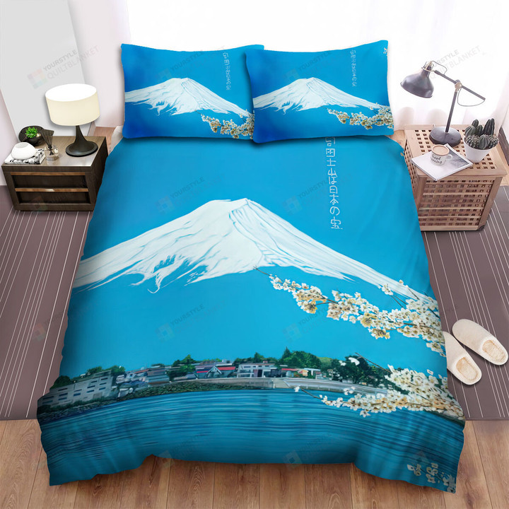 Mount Fuji Reflection On Lake Blue Sky Bed Sheets Spread Comforter Duvet Cover Bedding Sets